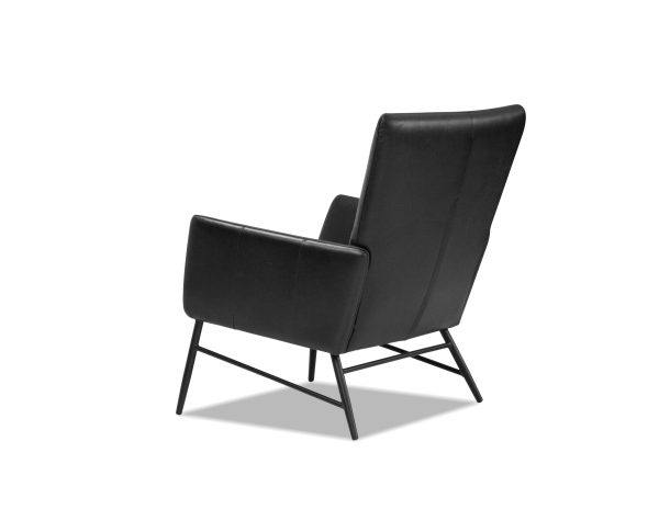 MORISSON Black Leather Mid Century Lounge Chair Black Legs 3