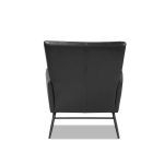 MORISSON Black Leather Mid-Century Lounge Chair Black Legs