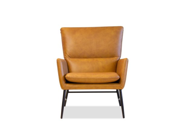 MORISSON Vintage Whiskey Leather Lounge Chair Black Legs 1