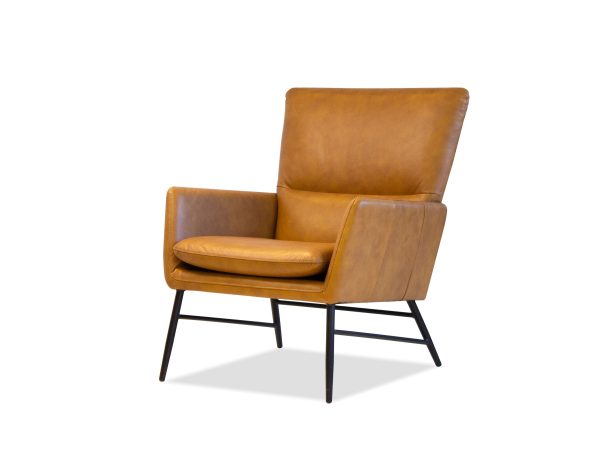 MORISSON Vintage Whiskey Leather Lounge Chair Black Legs