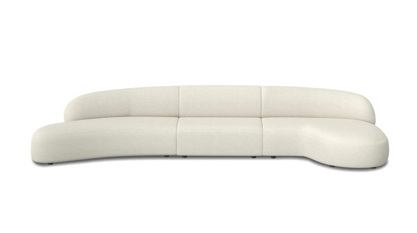 MORITZ 3 Piece Alabaster Tweed Right Chaise Sectional Sofa