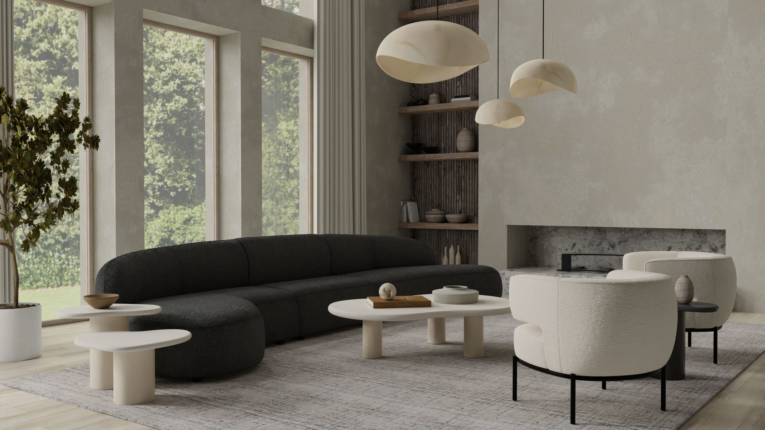 MORITZ Licorice Boucle Right Chaise Sectional Sofa 2 MORITZ Licorice Boucle Right Chaise Sectional Sofa - Image 2