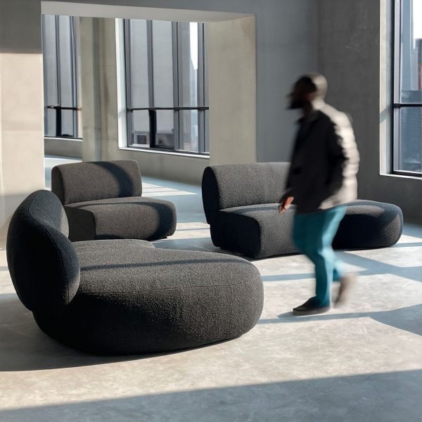 MORITZ Licorice Boucle Right Chaise Sectional Sofa 4