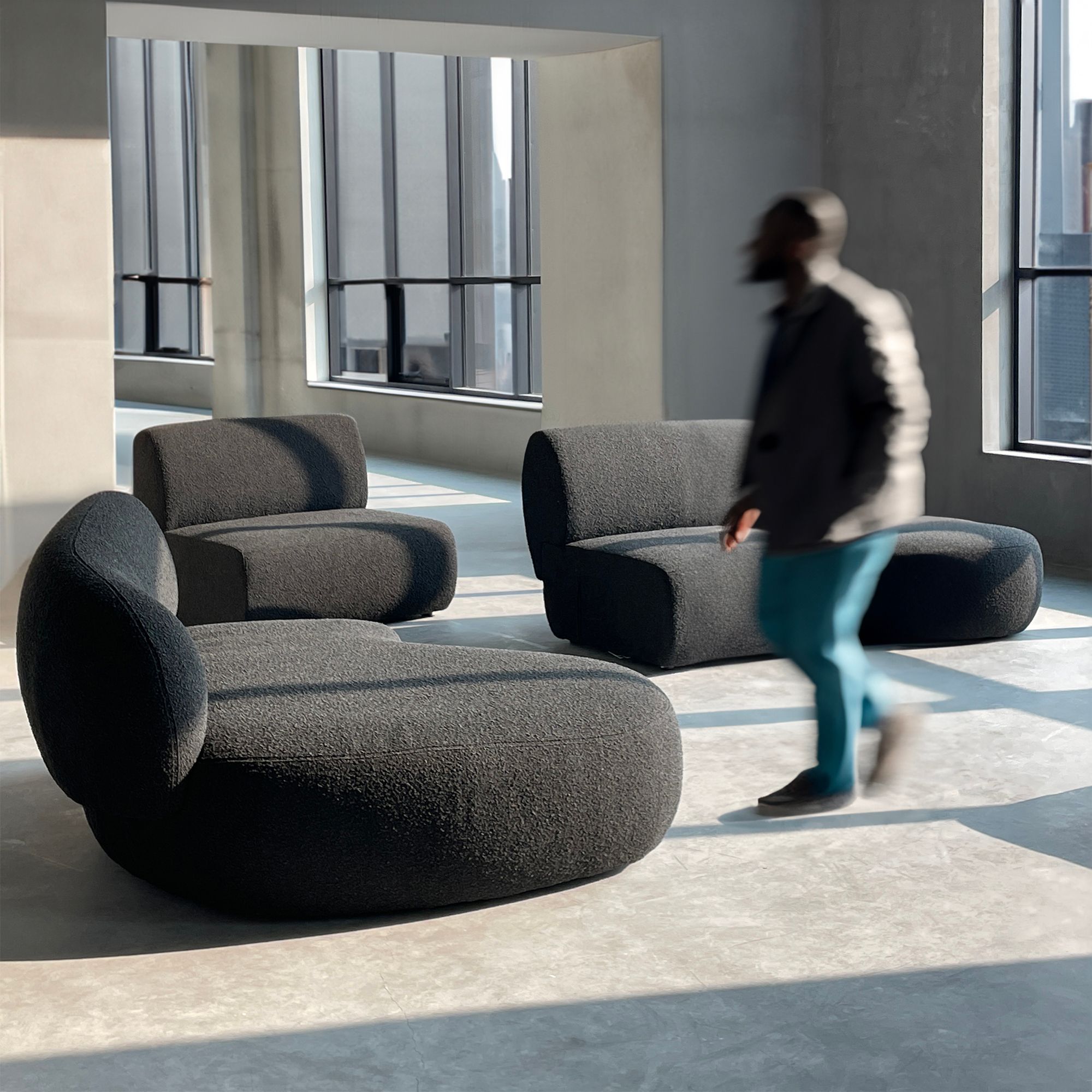 MORITZ Licorice Boucle Right Chaise Sectional Sofa 5 MORITZ Licorice Boucle Right Chaise Sectional Sofa - Image 5