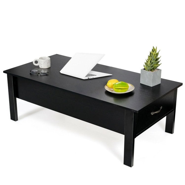 Modern Black Lift Top Coffee Table with Storage Drawers 2 Modern Black Lift Top Coffee Table with Storage Drawers - Image 2