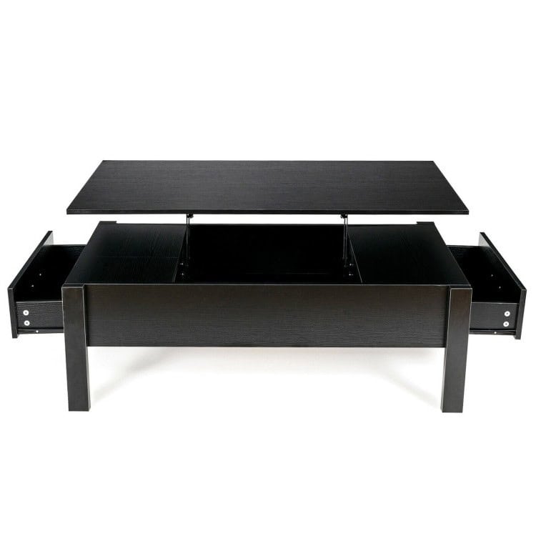 Modern Black Lift Top Coffee Table with Storage Drawers 3 Modern Black Lift Top Coffee Table with Storage Drawers - Image 3