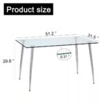 Modern Glass Top Dining Table with Silver Metal Legs