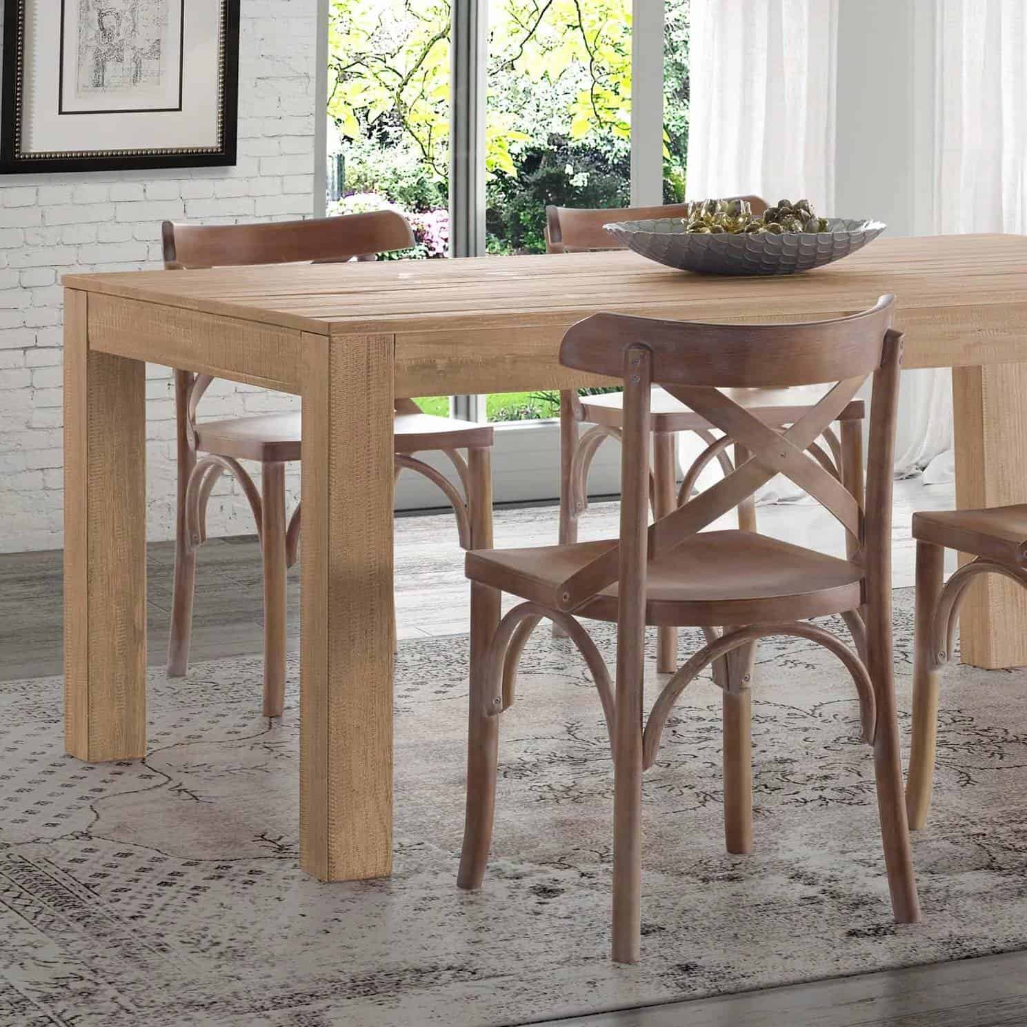 Rustic Solid Wood Dining Table Modern Farmhouse Style 63-Inch 3 Rustic Solid Wood Dining Table Modern Farmhouse Style 63-Inch - Image 3