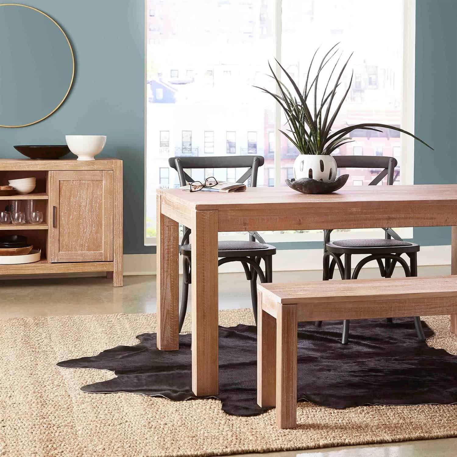 Rustic Solid Wood Dining Table Modern Farmhouse Style 63-Inch 4 Rustic Solid Wood Dining Table Modern Farmhouse Style 63-Inch - Image 4