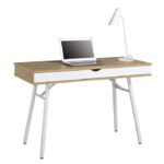 Modern Pine Finish Laptop Desk with Storage Drawer and Steel Legs 6 Modern Pine Finish Laptop Desk with Storage Drawer and Steel Legs