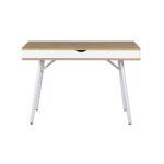 Modern Pine Finish Laptop Desk with Storage Drawer and Steel Legs 7 Modern Pine Finish Laptop Desk with Storage Drawer and Steel Legs