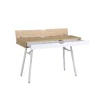 Modern Pine Finish Laptop Desk with Storage Drawer and Steel Legs 8 Modern Pine Finish Laptop Desk with Storage Drawer and Steel Legs