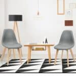 Mid-Century Gray Linen Dining Chairs with Wood Legs (Set of 2) 8 Mid-Century Gray Linen Dining Chairs with Wood Legs (Set of 2)