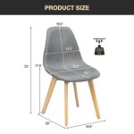 Mid-Century Gray Linen Dining Chairs with Wood Legs (Set of 2) 10 Mid-Century Gray Linen Dining Chairs with Wood Legs (Set of 2)
