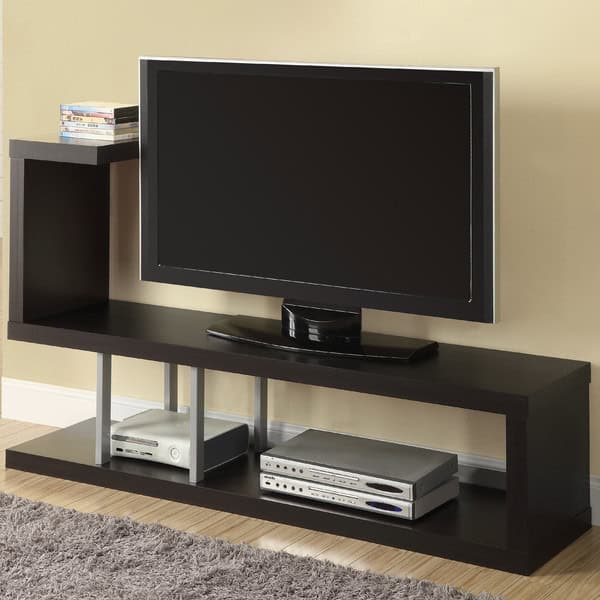 Contemporary Cappuccino TV Stand with Open Shelving for 47-Inch TVs 2 Contemporary Cappuccino TV Stand with Open Shelving for 47-Inch TVs - Image 2