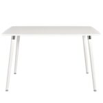 Mid-Century Modern White Dining Table with Beech Wood Legs