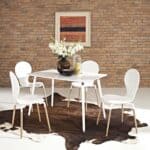 Mid-Century Modern White Dining Table with Beech Wood Legs
