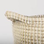 Maddie 13.8L x 13.8W X 15.0H (Set of 3) Light Brown W/Black Dipped Seagrass Round Basket W/ Handle