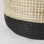 Maddie 13.8L x 13.8W X 15.0H (Set of 3) Light Brown W/Black Dipped Seagrass Round Basket W/ Handle