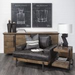 Maddox 30L x 18W x 22H Medium Brown Wood w/ Black Metal U-shaped End/Side Table