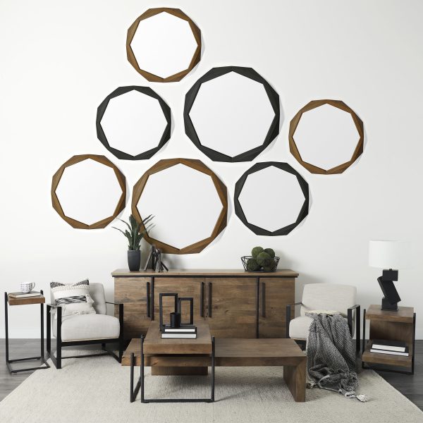 Maddox 30L x 18W x 22H Medium Brown Wood w Black Metal U shaped EndSide Table 2