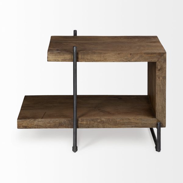 Maddox 30L x 18W x 22H Medium Brown Wood w Black Metal U shaped EndSide Table 6