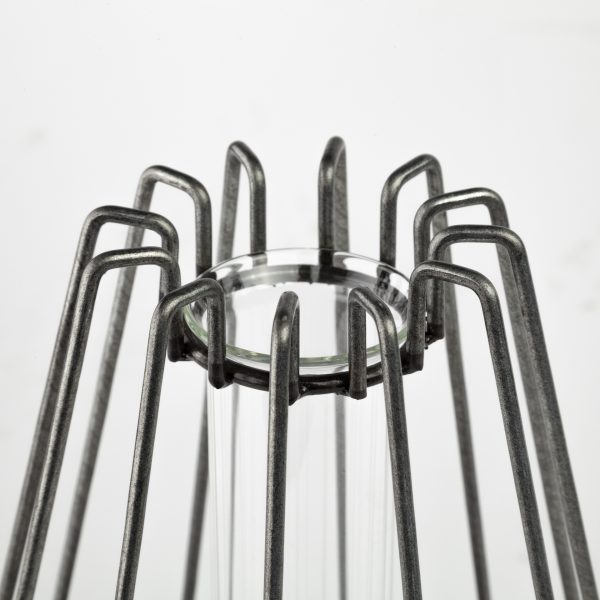 Madeline II Large Gunmetal Gray Metal Glass Test Tube Vase 3