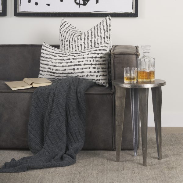 Maggie Textured Silver Nickel Cast Aluminum Metal Accent Table 1