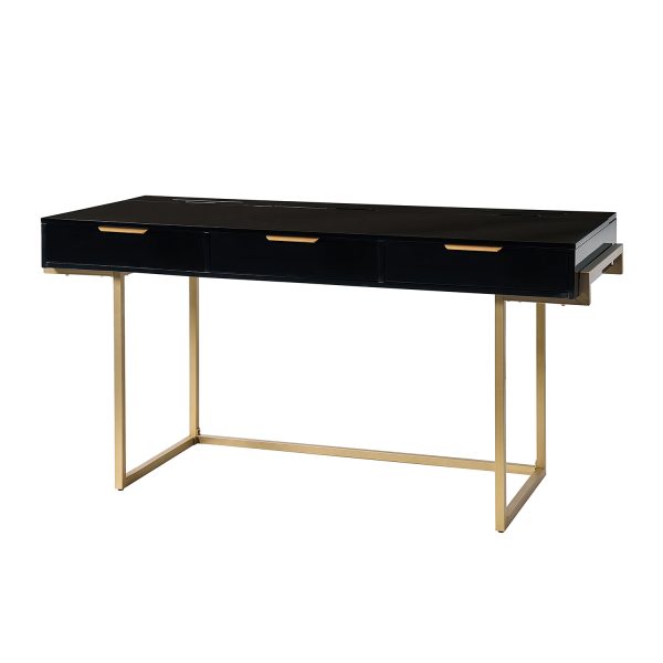 Malcolm Black Modern Desk with Charging Station and Organizer 1