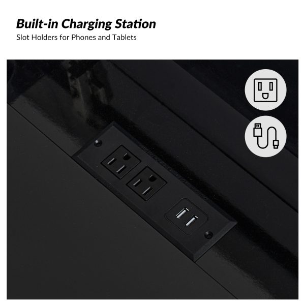 Malcolm Black Modern Desk with Charging Station and Organizer 2