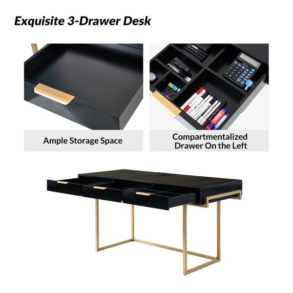 Malcolm Black Modern Desk with Charging Station and Organizer 4