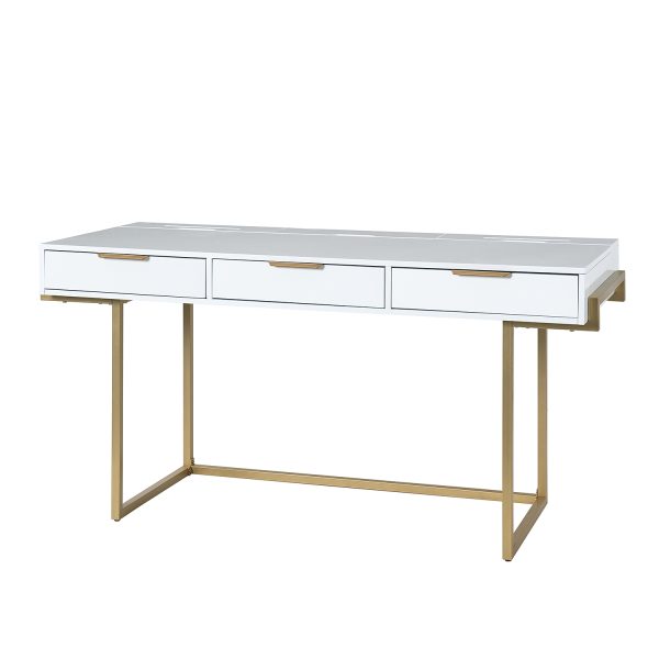 Malcolm White Modern Desk with Charging and Organizer 1