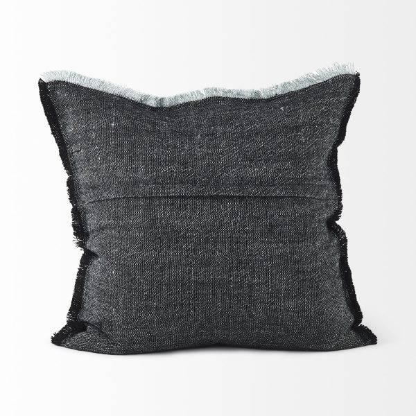 Malia 20L x 20W Black and Teal Fabric Fringed Pillow Cover 3