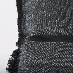 Malia 20L x 20W Black and Teal Fabric Fringed Pillow Cover