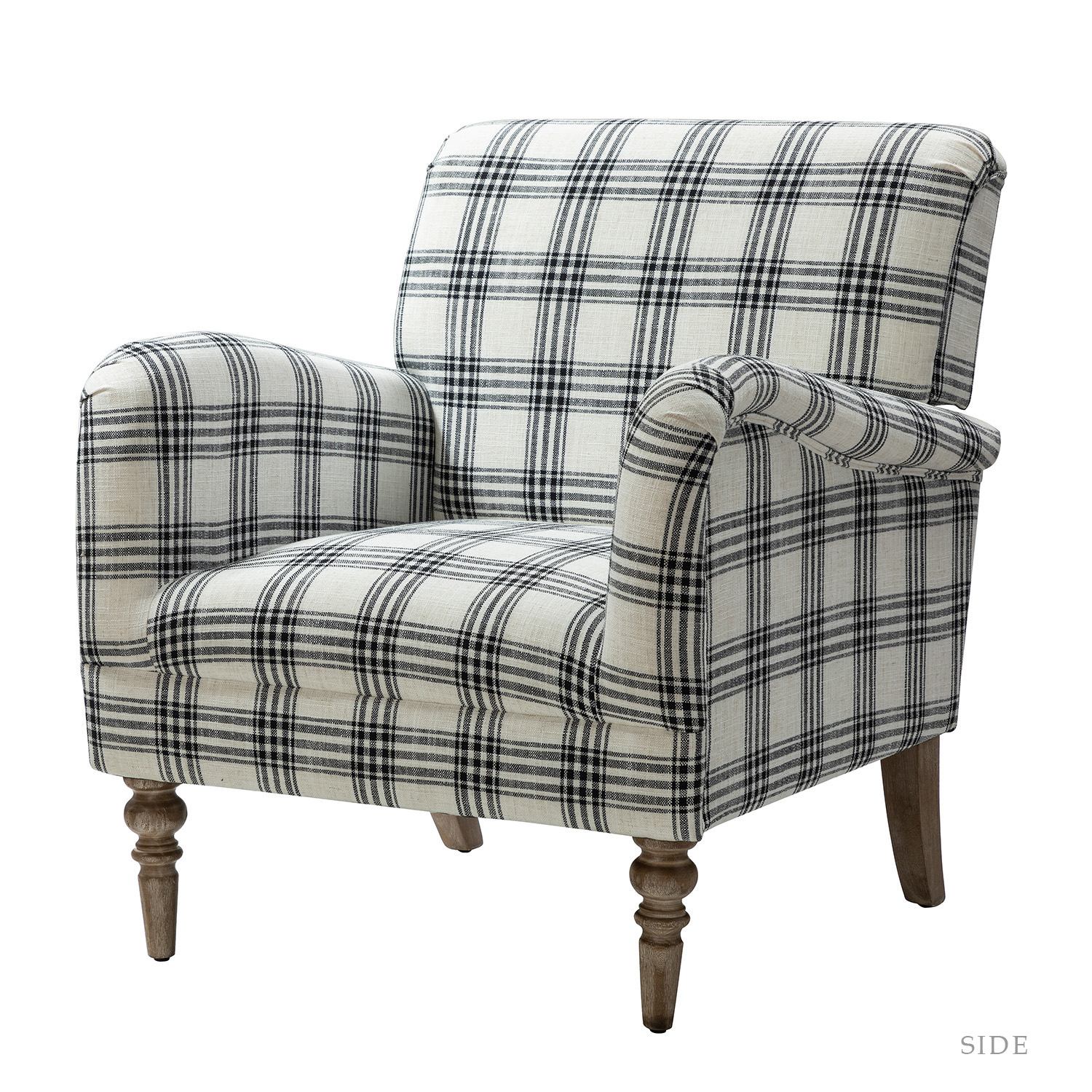 Malia Black Plaid Glam Accent Armchair 2 Malia Black Plaid Glam Accent Armchair - Image 2