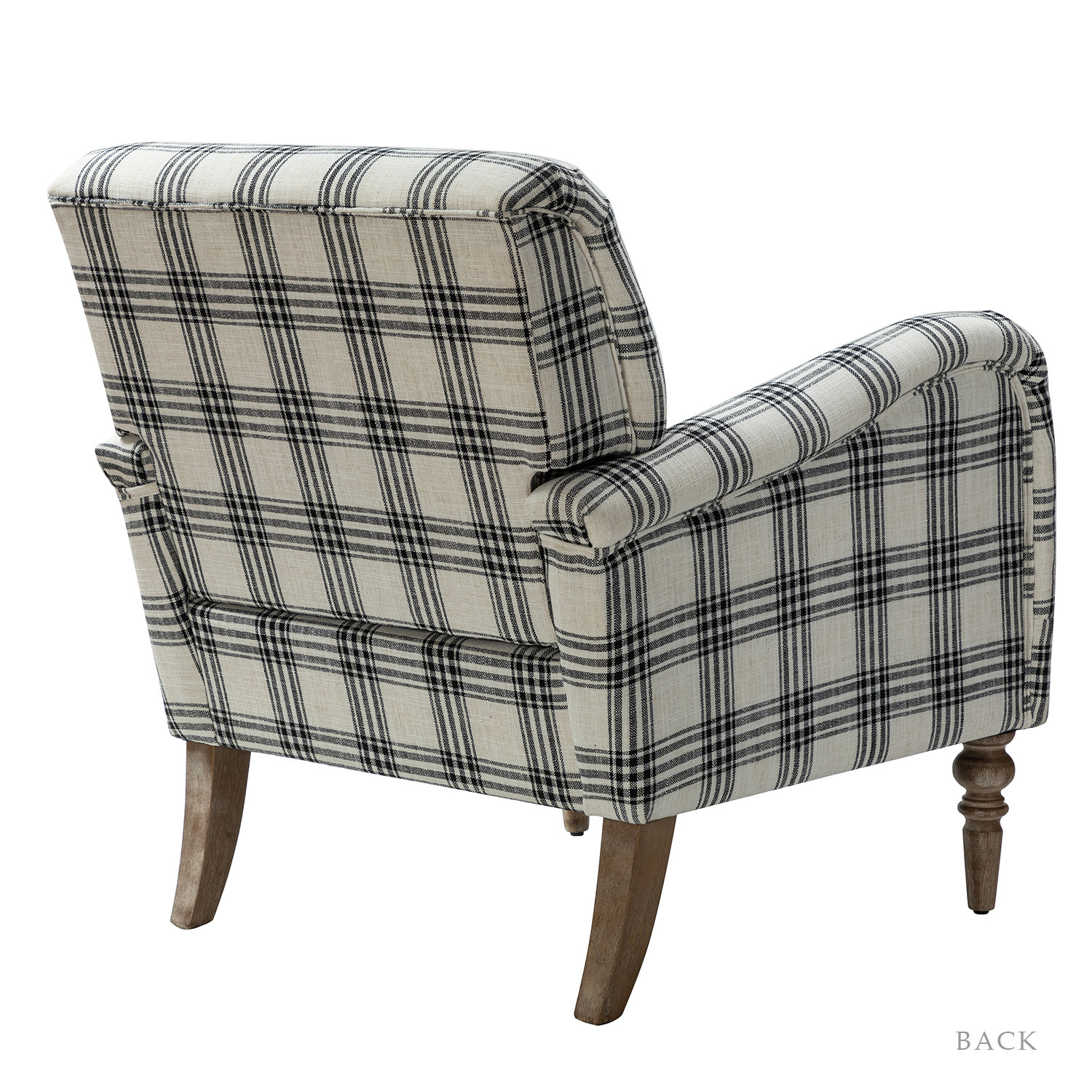 Malia Black Plaid Glam Accent Armchair 3 Malia Black Plaid Glam Accent Armchair - Image 3