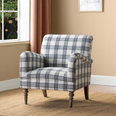 Malia Black Plaid Glam Accent Armchair