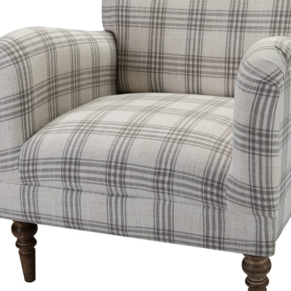 Malia Pine Glam Accent Armchair with Carved Wood Legs 3