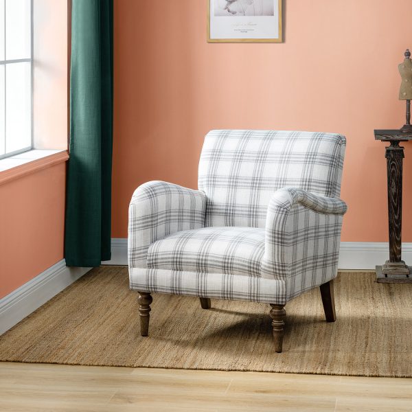 Malia Pine Glam Accent Armchair with Carved Wood Legs