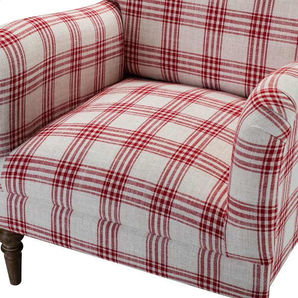 Malia Red Glam Accent Armchair with Carved Wood Legs 2