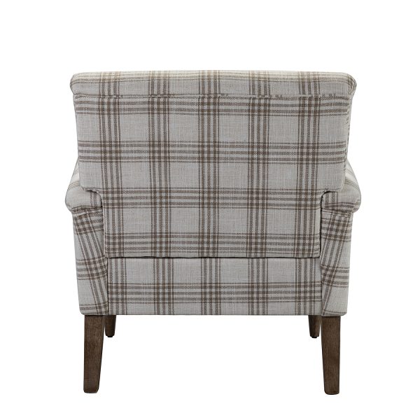 Malia Tan Plaid Glam Accent Armchair with Carved Legs 2