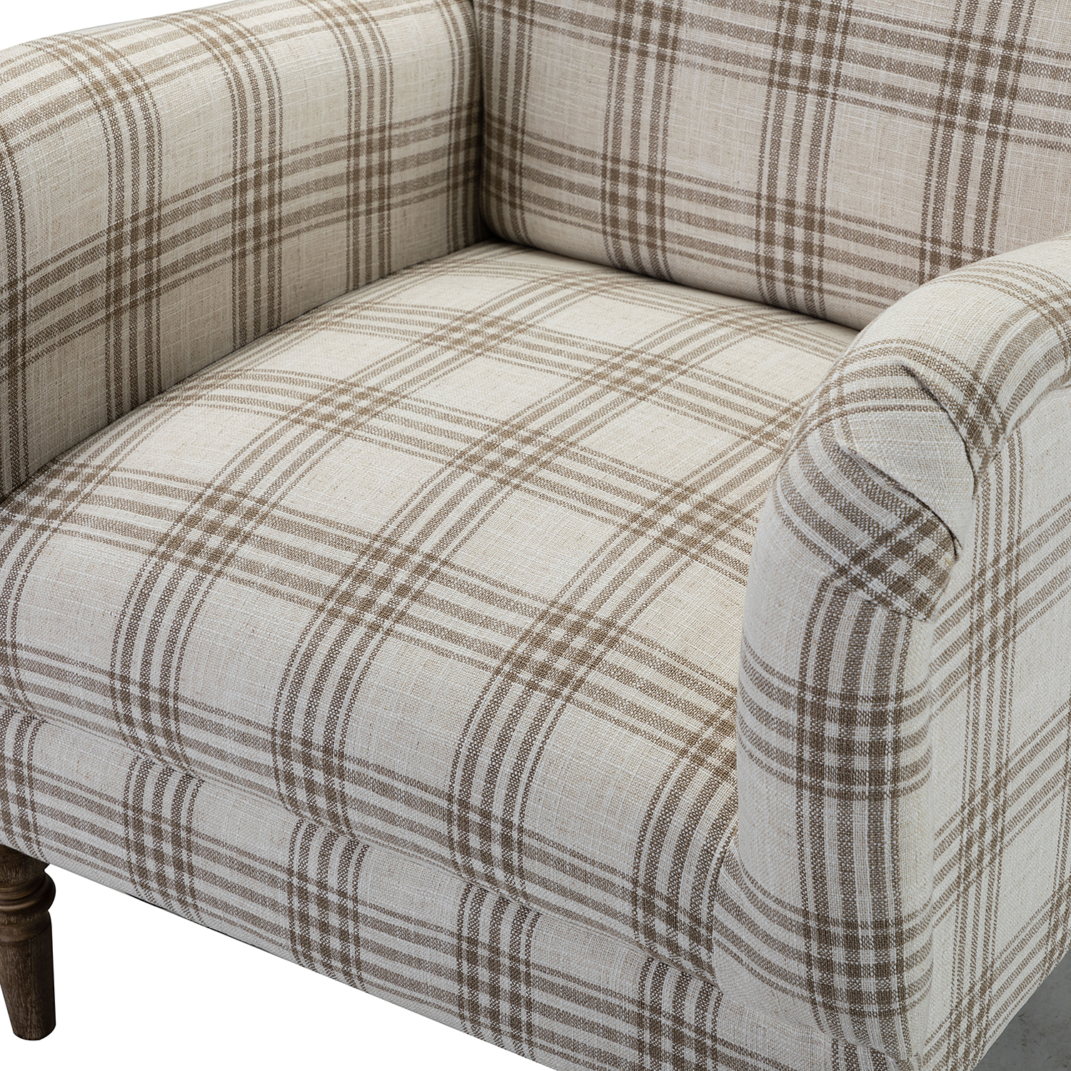 Malia Tan Plaid Glam Accent Armchair with Carved Legs 4 Malia Tan Plaid Glam Accent Armchair with Carved Legs - Image 4