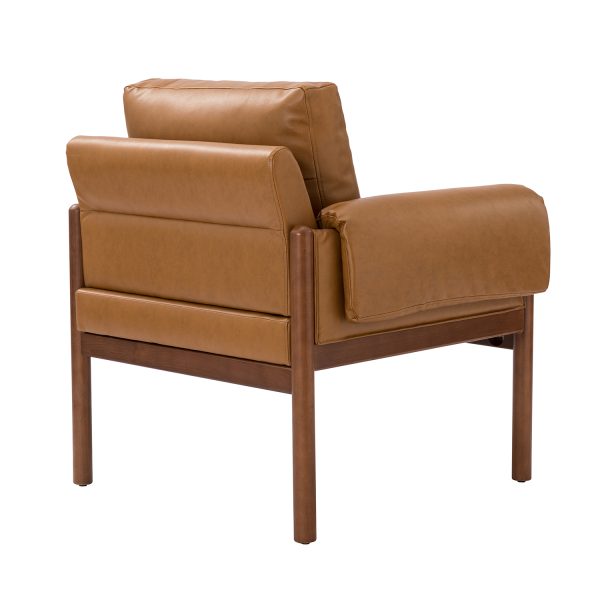 Manon Camel Faux Leather Armchair with Removable Cushions 2 1