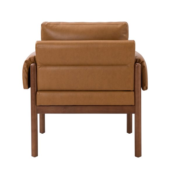 Manon Camel Faux Leather Armchair with Removable Cushions 3 1