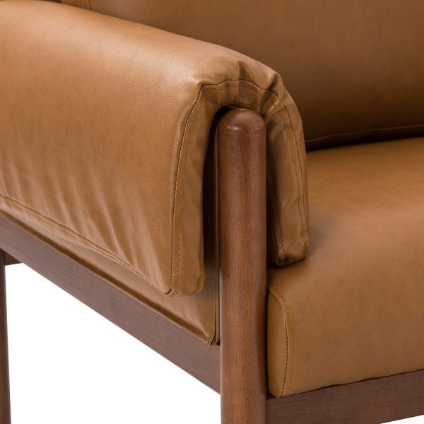 Manon Camel Faux Leather Armchair with Removable Cushions 4 1