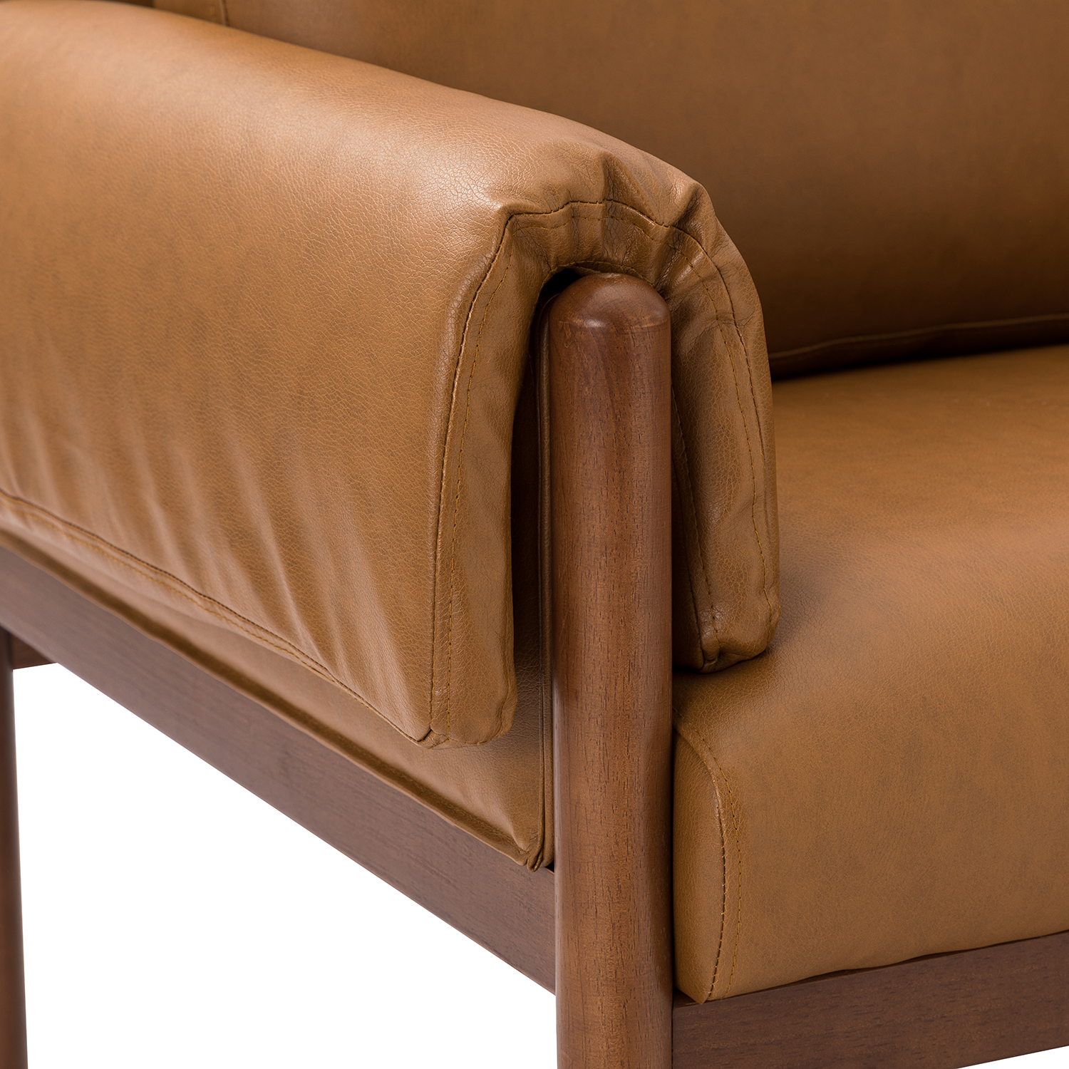 Manon Camel Faux Leather Armchair with Removable Cushions 5 Manon Camel Faux Leather Armchair with Removable Cushions - Image 5