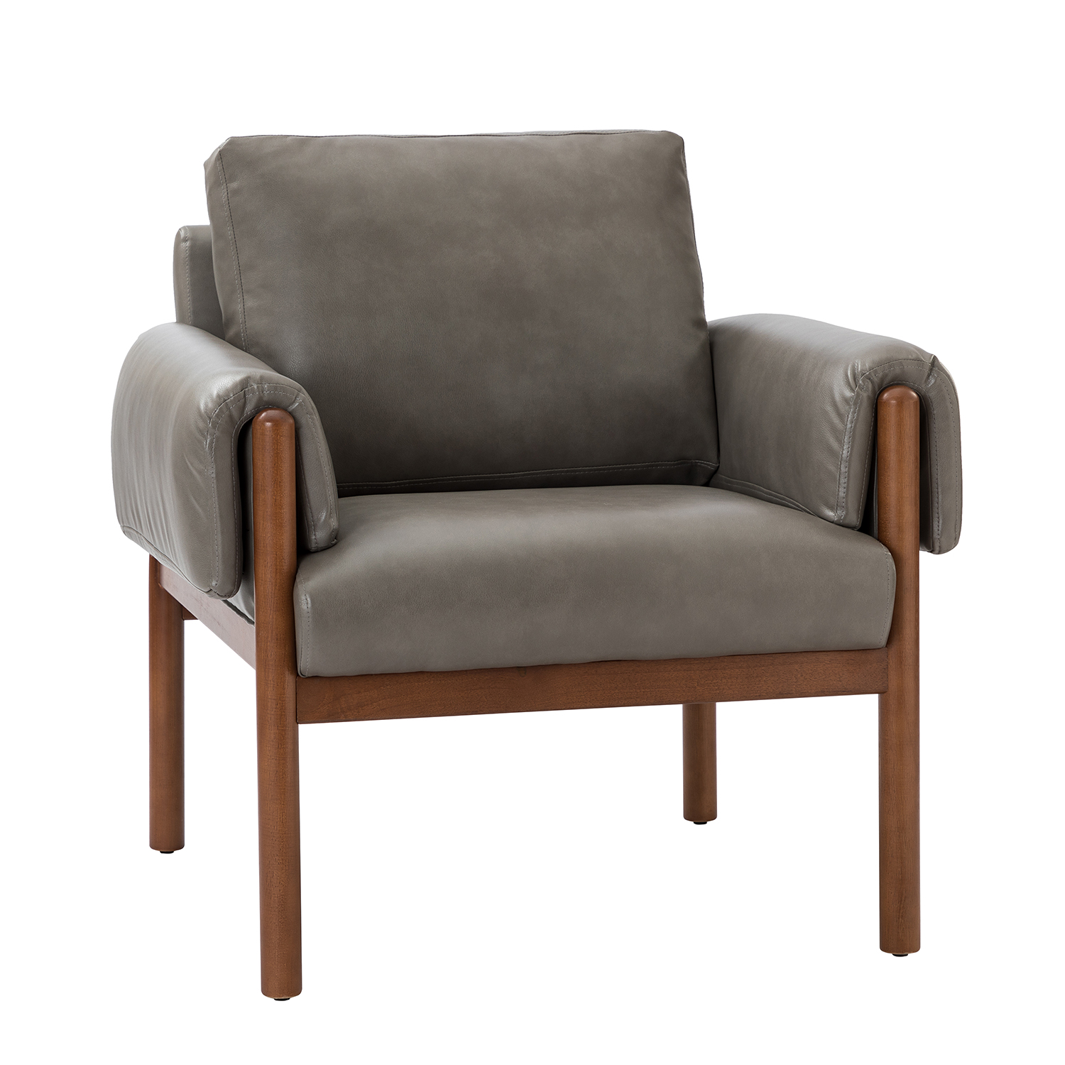 Manon Grey Faux Leather Armchair 2 Manon Grey Faux Leather Armchair - Image 2
