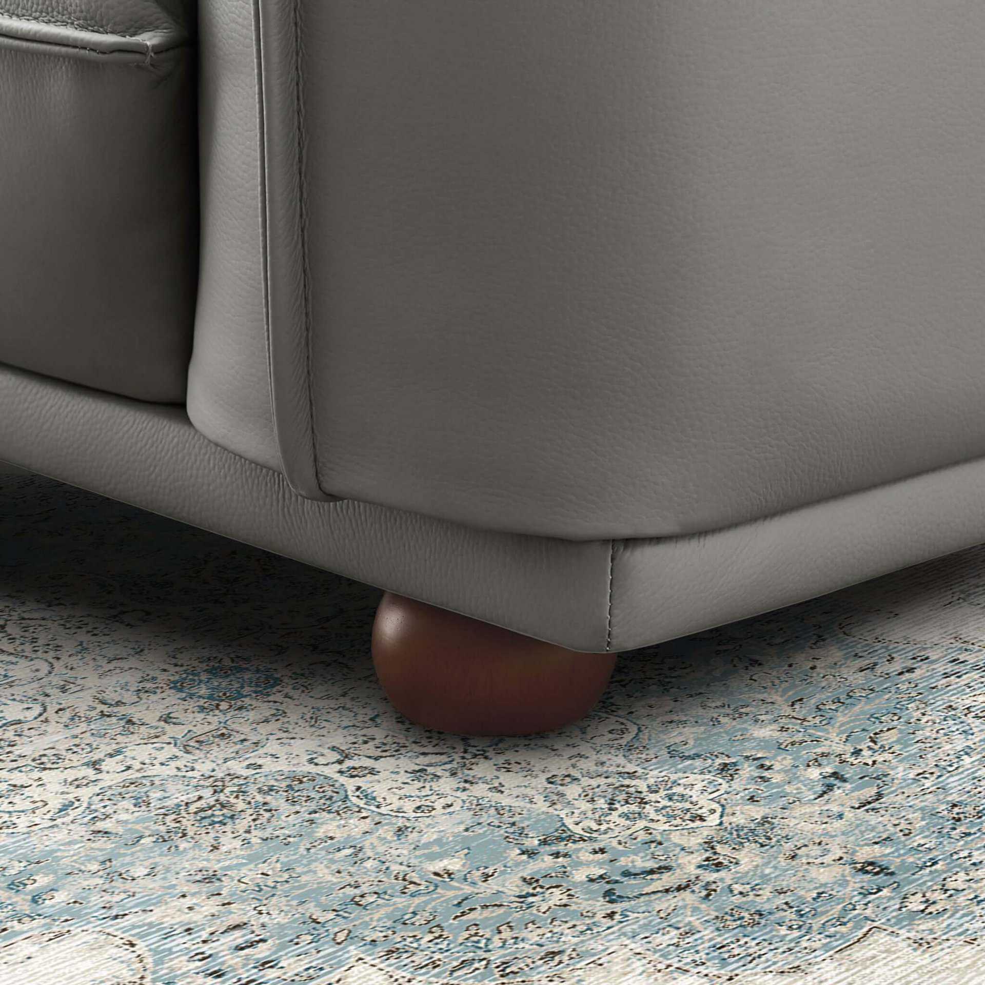 Grey Leather Tufted Sofa with Walnut Legs (Seats 3) 9 Grey Leather Tufted Sofa with Walnut Legs (Seats 3)