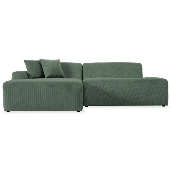 Green Velvet Left-Facing Sectional Sofa With Deep-Seated Cushions