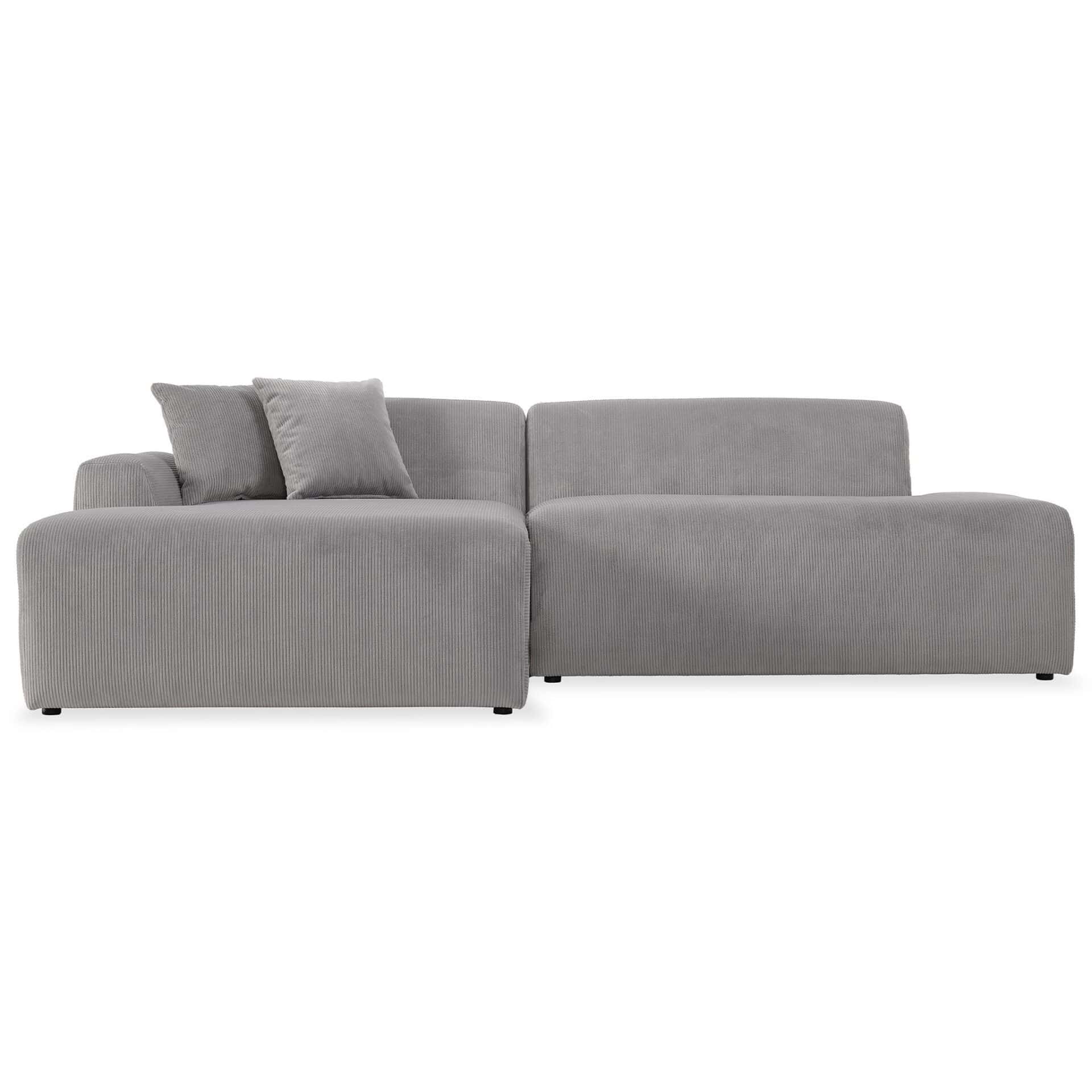 Gray Velvet Left-Facing Sectional Sofa with Deep-Seated Cushions 1 Gray Velvet Left-Facing Sectional Sofa with Deep-Seated Cushions